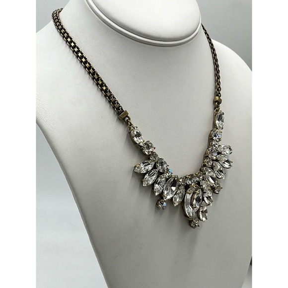 J. Crew Faceted Multi-Shaped Rhinestone Stacked 3D Prong set Necklace on ebay - Picture 6 of 14
